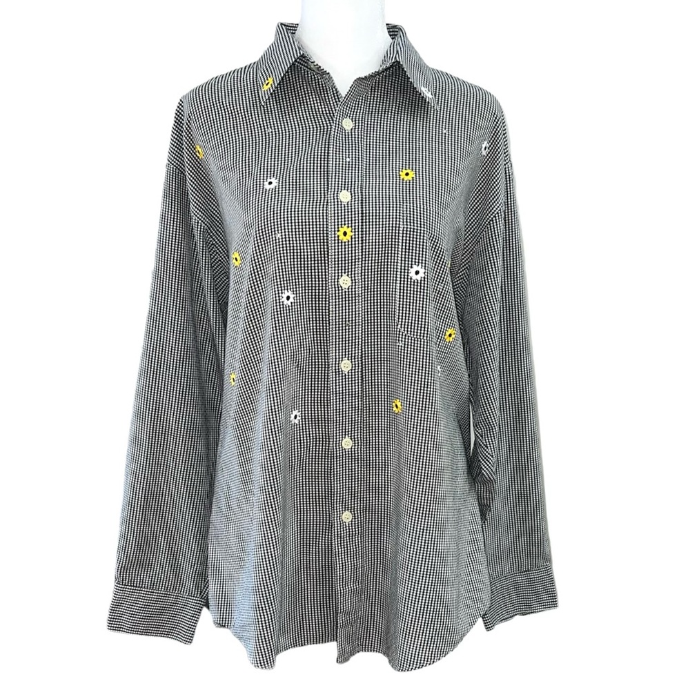Vintage Mili Designs Women’s Long Sleeve Button Up Shirt Size L Sunflower